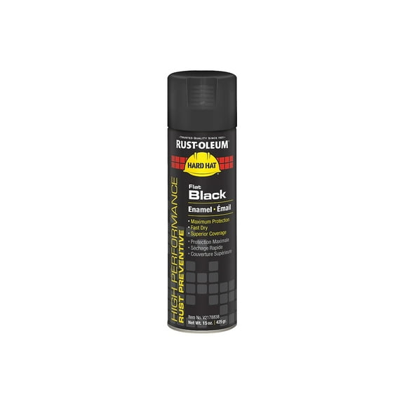 Rust-Oleum Rust Preventative Spray Paint, Black, Flat, Solvent, 15 oz V2178838