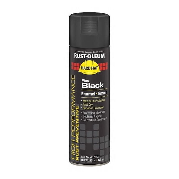 Rust Preventative Spray Paint, Black, Flat, Solvent, 15 oz V2178838