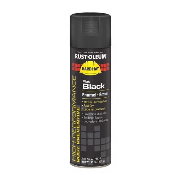 Rust Preventative Spray Paint, Black, Flat, Solvent, 15 oz V2178838