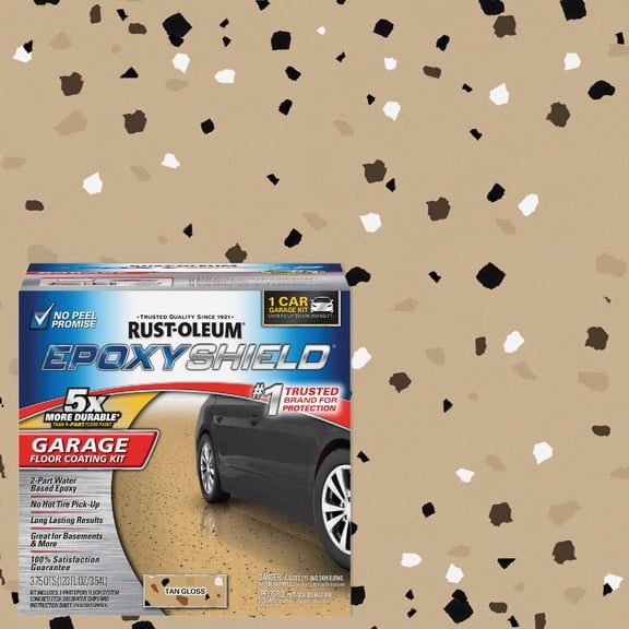 Rust-Oleum Epoxy Shield Garage Floor Kit Semi-Gloss - Easy to Clean - 120 fl oz, Tan Residential Use, Standard Application
