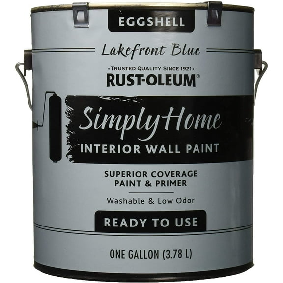 Rust-Oleum Simply Home Interior Wall Paint 332144 Simply Home Eggshell Interior Wall Paint, Lakefront Blue, 128 Fl Oz