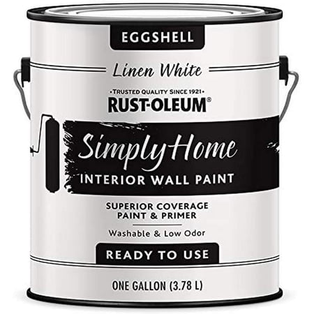 Rust-Oleum Simply Home Interior Wall Paint 343991 Simply Home Eggshell Interior Wall Paint, Linen White, 128 Fl Oz