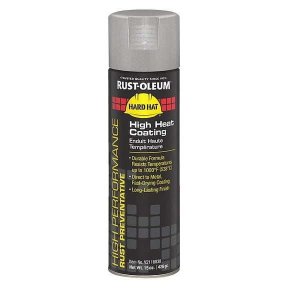 Rust-Oleum High Temperature Spray Paint, Aluminum, Flat, Solvent, 15 oz V2116838