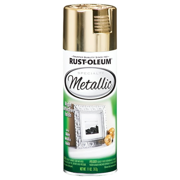 Rust-oleum Metallic Spray Paint in Metallic Gold for Metal, Wood, 11 oz. 1910830