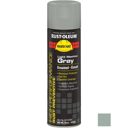 Rust Preventative Spray Paint, Light Machinery Gray, Gloss, Solvent, 15 oz