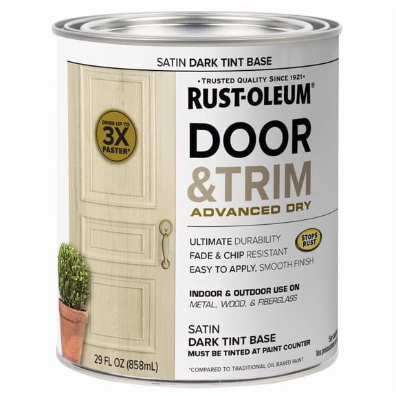 Rust-Oleum Stops Rust 1 Qt. Satin Dark Tint Base Door and Trim Paint 369390