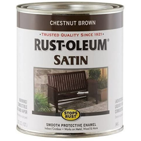Rust-Oleum Stops Rust 7774502, Chestnut Brown Satin Finish, 32 oz Quart, Rust Preventative Paint