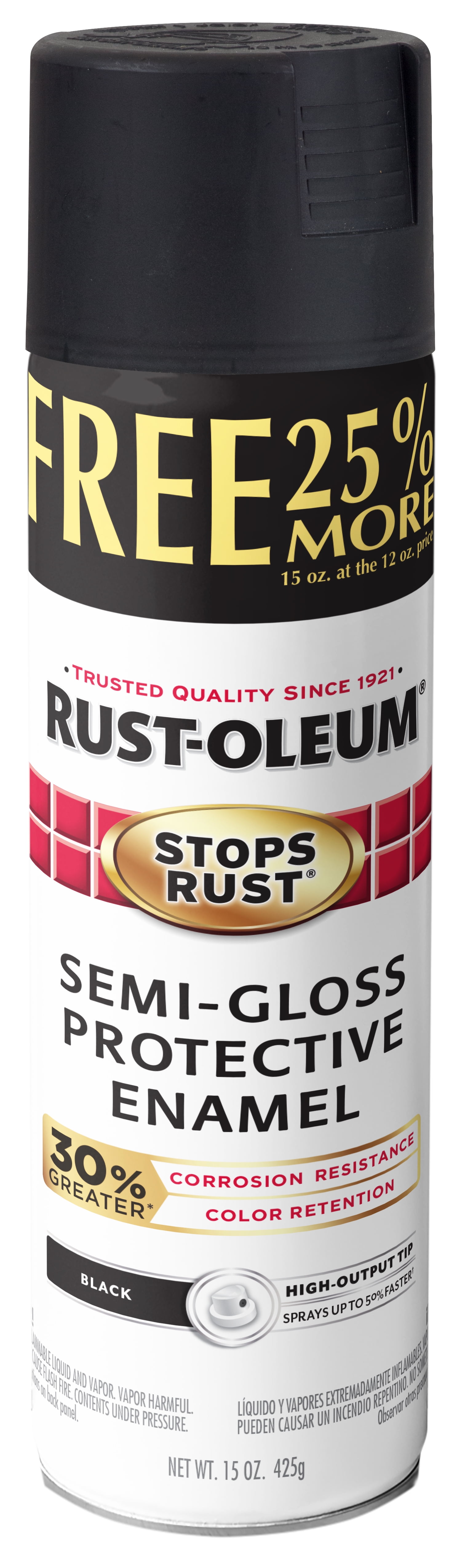 Rust-Oleum Stops Rust Advanced Protective Enamel Semi-Gloss Spray Paint, Black, 15 Oz.