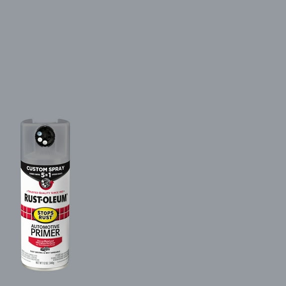 Rust-Oleum Stops Rust Custom 5-in-1 Flat Light Gray Automotive Primer Spray-136442, 12 oz, 6 Pack