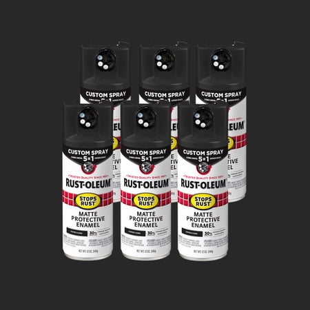 6 Pack, Rust-Oleum Stops Rust Custom Spray 5-in-1 Matte Peppercorn Spray Paint-393370, 12 oz