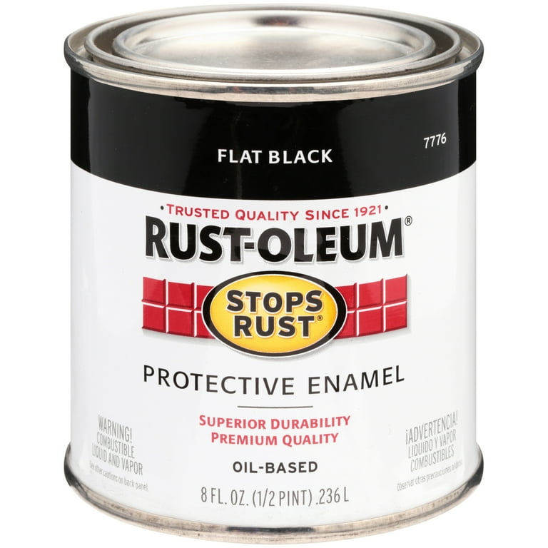 Rustoleum .50 Pint Flat Black Protective Enamel Oil Base Paint 7776 730