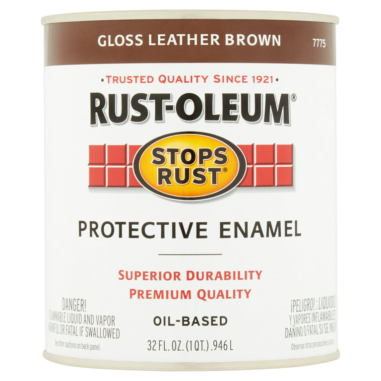 Rust-Oleum 7775830 Stops Rust Spray Paint, 12 oz, Gloss Leather Brown