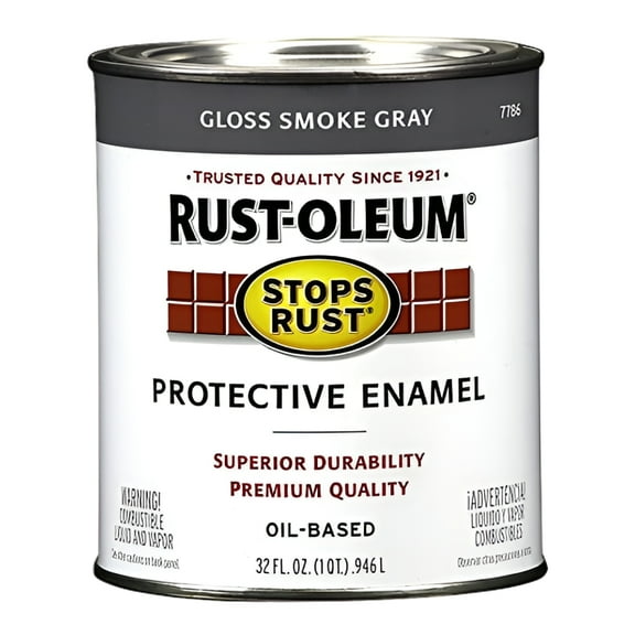 Rust-Oleum Stops Rust Gloss Smoke Gray Oil-Based Protective Enamel, 32 fl oz