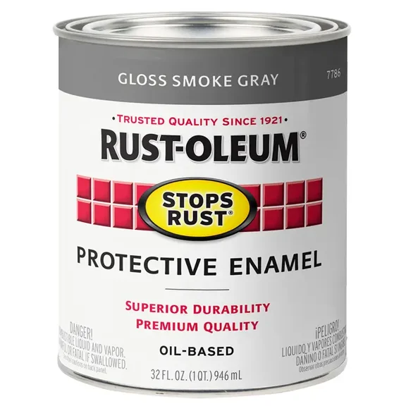 Rust-Oleum Stops Rust Gloss Smoke Gray Oil-Based Protective Enamel, 32 fl oz