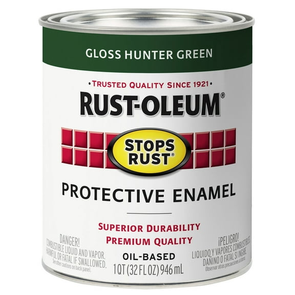 Rust-Oleum Stops Rust Indoor and Outdoor Gloss Hunter Green Rust Prevention Paint 1 qt.