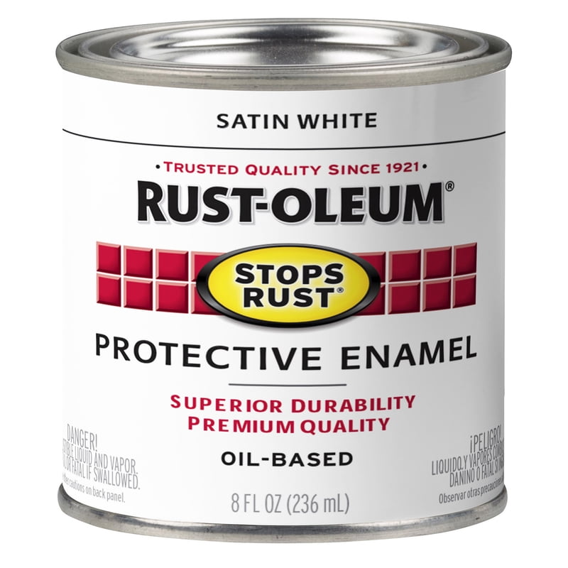 Rust-Oleum Stops Rust Indoor and Outdoor Satin White Oil-Based Enamel Protective Enamel 0.5 pt