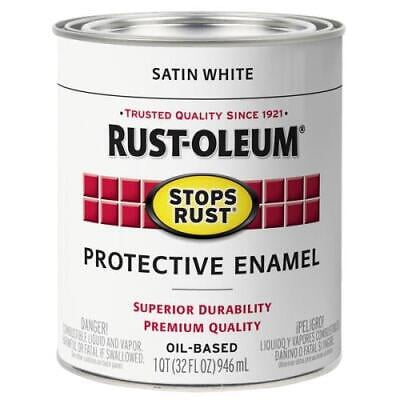 Rust-Oleum Stops Rust Indoor and Outdoor Satin White Rust Prevention Paint 1 qt.