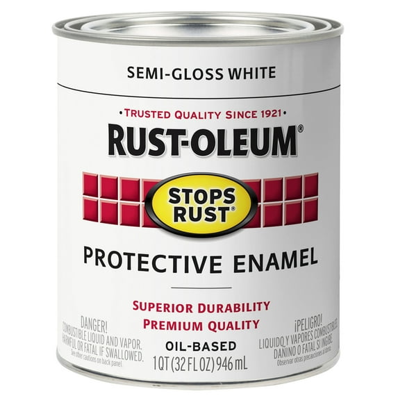 Rust-Oleum Stops Rust Indoor and Outdoor Semi-Gloss White Rust Prevention Paint 1 qt.