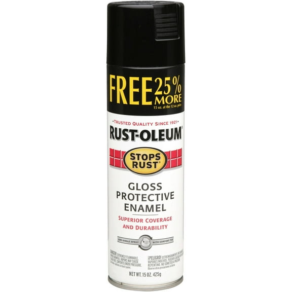 Rust-Oleum Stops Rust Protective Enamel, Gloss Black, 25% Bonus