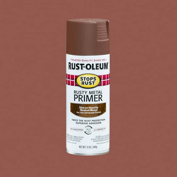 Brown, Rust-Oleum Stops Rust Rusty Metal Primer Spray Paint-7769830, 12 oz