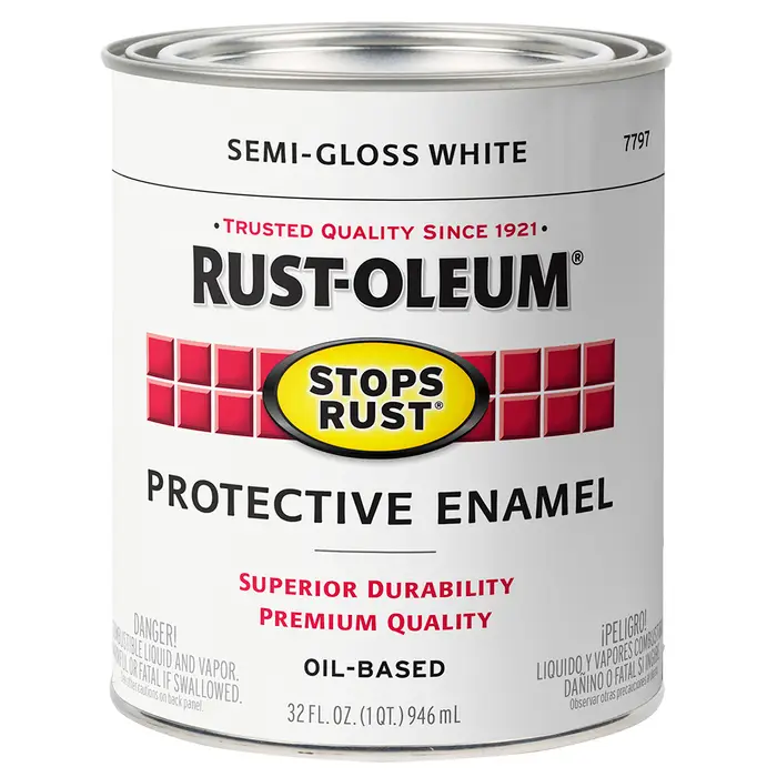 Rust-Oleum Stops Rust Semi-Gloss White Oil-Based Protective Enamel, 32 fl oz