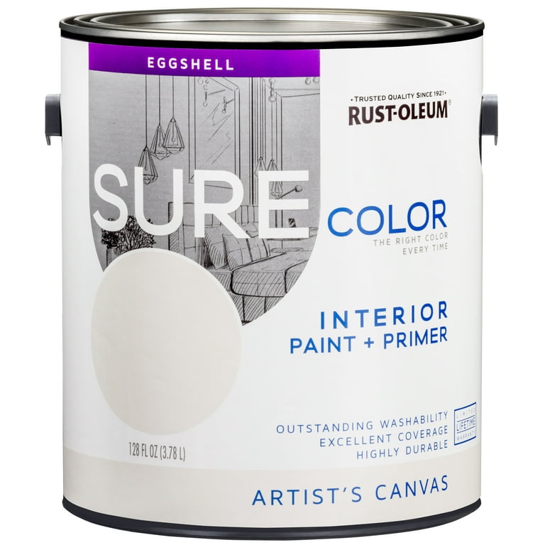 Artist's Canvas, Rust-Oleum Sure Color Interior Paint + Primer, Eggshell Finish, 2-Pack Artist's Canvas, Rust-Oleum Sure Color Interior Paint + Primer, Eggshell Finish, 2-Pack