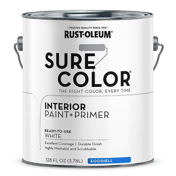 Rust-Oleum Sure Color Eggshell White Interior Wall Paint and Primer, Gallon