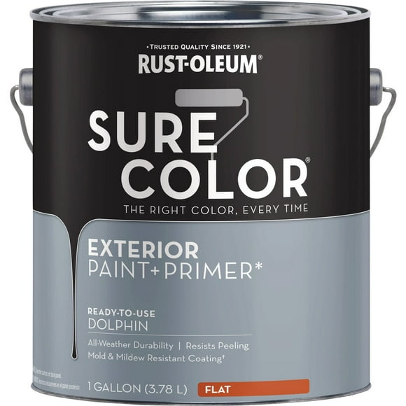 Rust-Oleum Sure Color Exterior Paint and Primer, Dolphin, Flat, 1 Gal 394673
