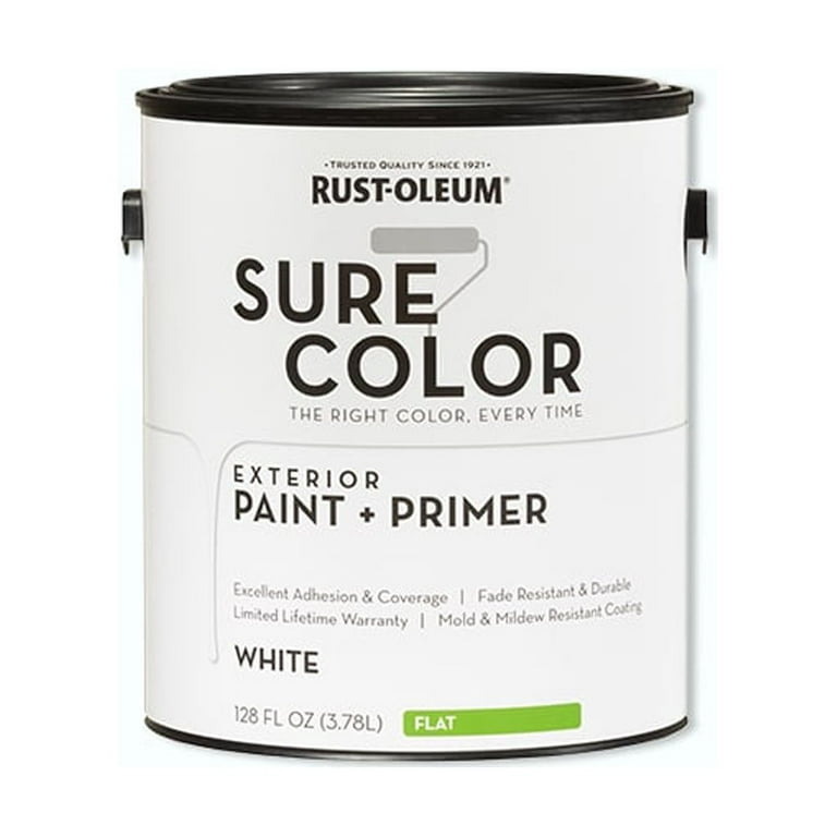 Rust-Oleum Sure Color White, Exterior Paint + Primer, Flat Finish, 2-Pack