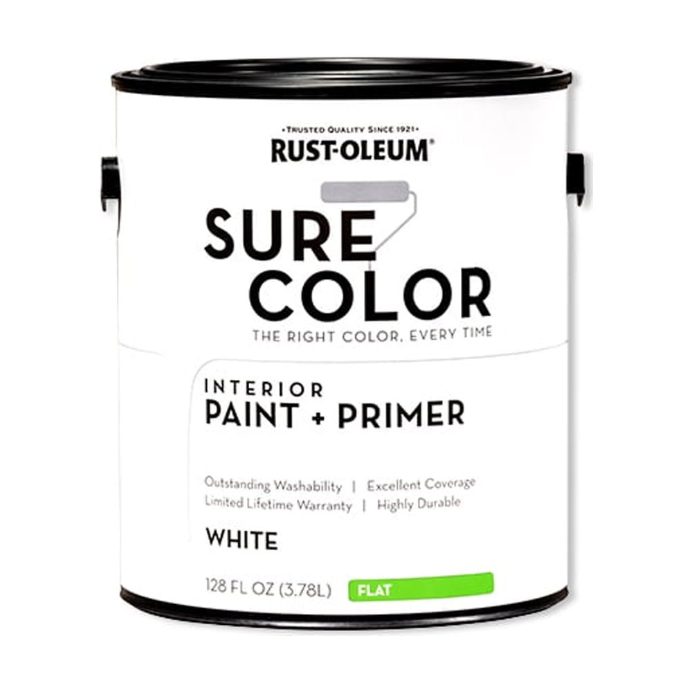 RustOleum Sure Color White, Interior Paint + Primer, Flat Finish, 2