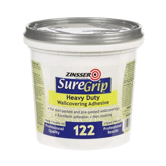 Zinsser 69384 1-Quart Suregrip 122 Heavy Duty Clear Strippable Wallcovering Adhesive
