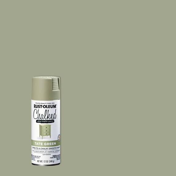 Rust-Oleum Tate Green Chalked All-in-One Ultra Matte Spray Paint | One Coat Coverage | No Primer, Sanding, Or Topcoat Needed | Easy Spray Application | Made in USA | 12 OZ | 6 Pack