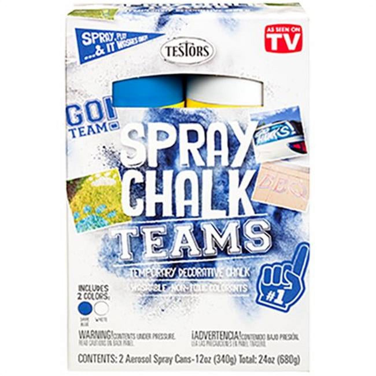RustOleum Testors Chalk Teams Aerosol Spray Cans, Blue & White, 2