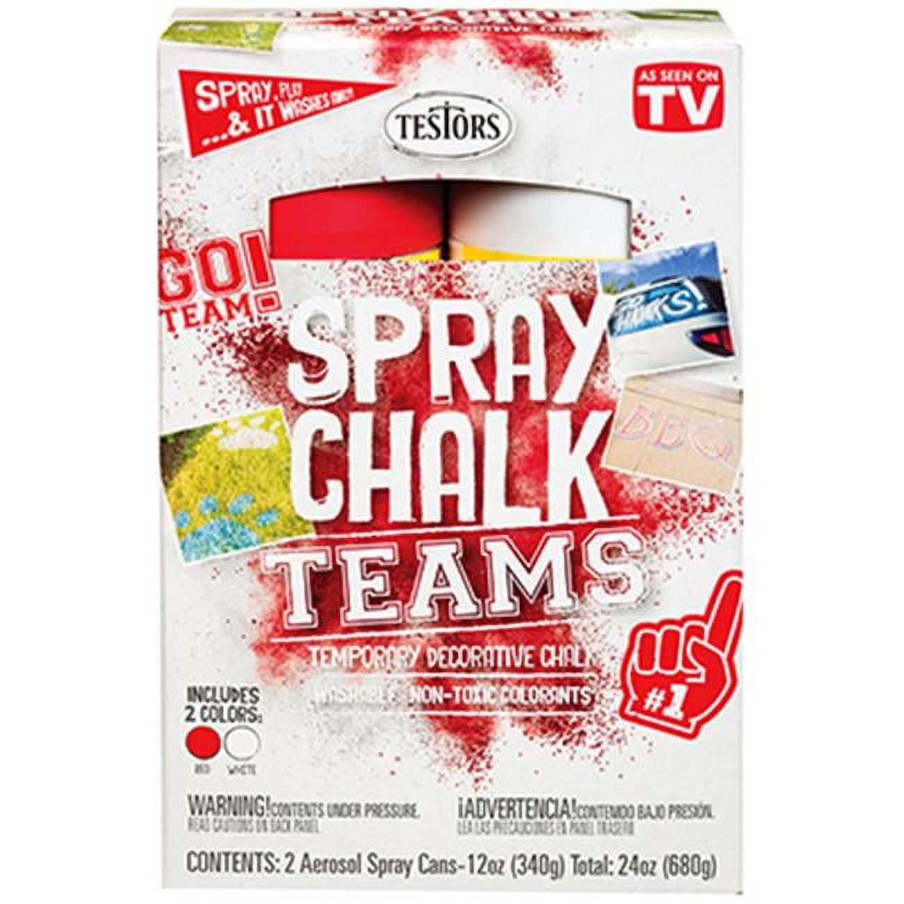 RustOleum Testors Spray Chalk Teams Kits, Red & White, 12 Oz., 2 Pack