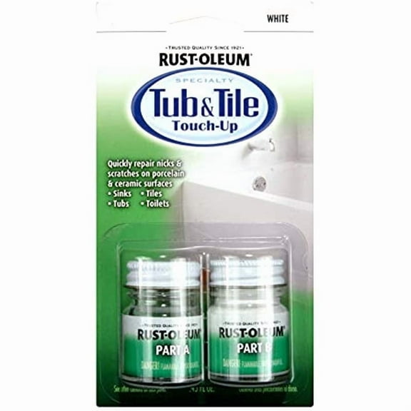 "Rust-Oleum Tub & Tile Paint 244166 Specialty Kit Tub and Tile Touch Up, White, 2 Piece Set, 11 Fl Oz"