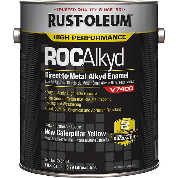 Interior/Exterior Paint, High Gloss, Oil Base, Yellow (New Caterpillar), 1 gal 245489