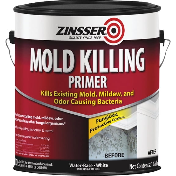 Rust-Oleum Zinsser 276049 Primer Water-Based Primer, White, 1 Gal