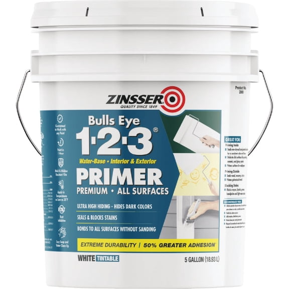Rust-Oleum Zinsser Bulls Eye 1-2-3 Water-Base Interior/Exterior Stain Blocking Primer - Pack of 12