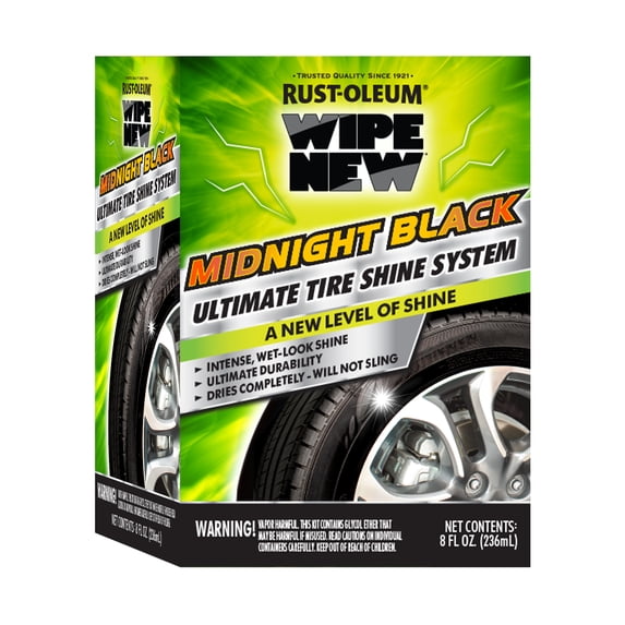 Rust-Oleum Wipe New Midnight Black Ultimate Tire Shine System-381405S, 8 oz