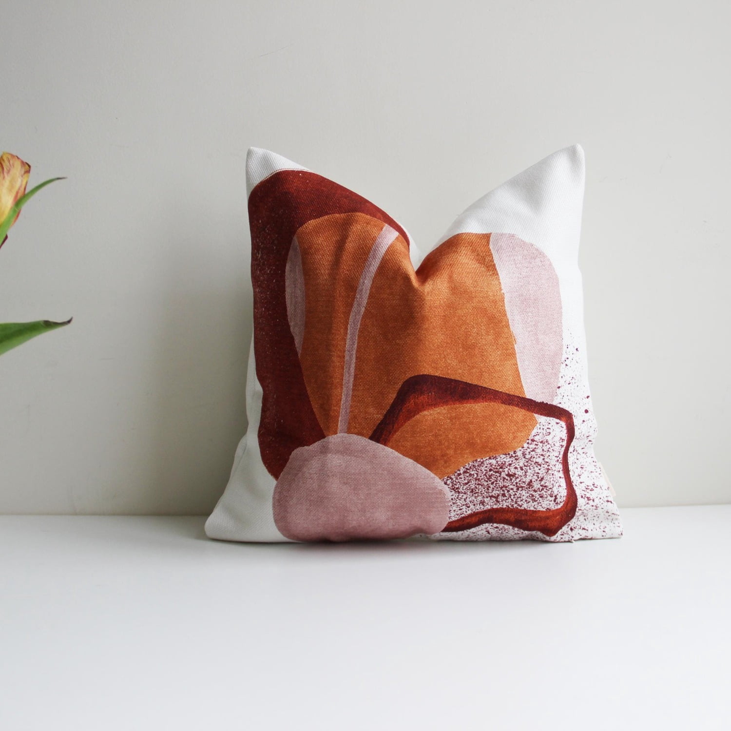 Rust Orange Abstract Rust Orange Abstract Geometric Polyester Velvet Throw Pillow Cover, 2 ...