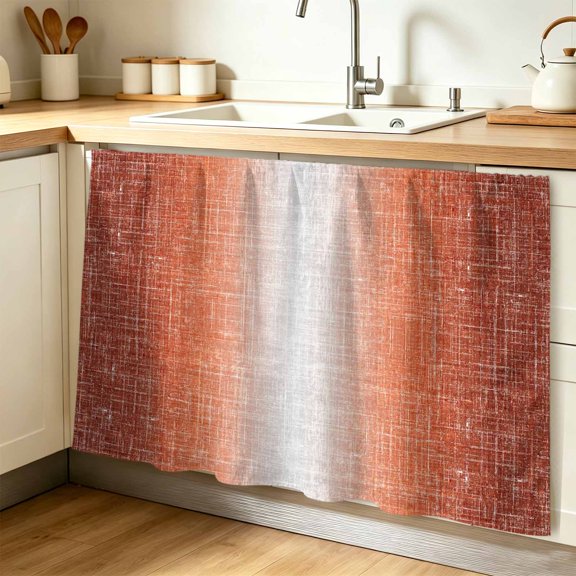 Rust Orange Cabinet Curtain, Summer Muted Orange Ombre Linen Texture Rustic Farm Sink Skirt for Bathroom, Under Sink shelf Curtain Privacy Drape for Kitchen Laundry Room 28x51in