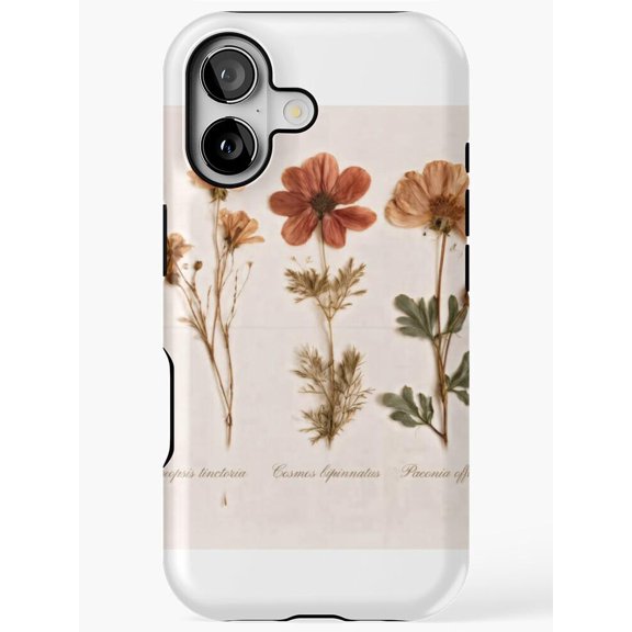 Rust Orange Cosmos Botanical Tough Case for Apple iPhone, Polycarbonate Shell with TPU Liner