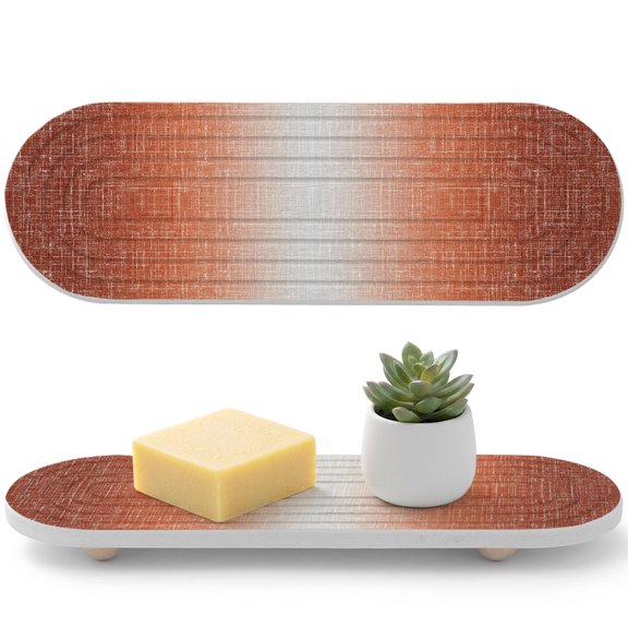 Rust Orange Diatomaceous Earth Coasters, Summer Muted Orange Ombre Linen Texture Rustic Farm Water Absorbent Diatomite Coaster, Bathroom Tray Stone Dish Drying Mat Kitchen Sink Tray 12x4in