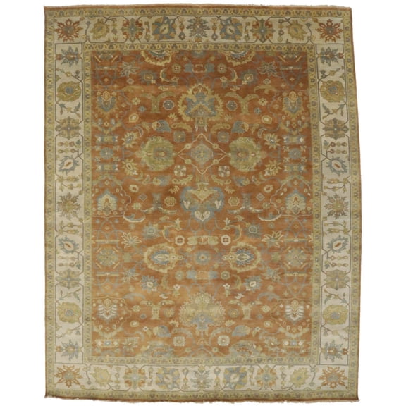 Rust Orange Floral 9X12 Osh Chobi Peshawar Oriental Rug