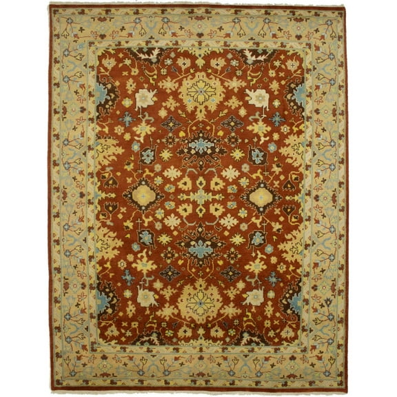 Rust Orange Floral Tribal 8X10 Indo-Mahal Oriental Rug