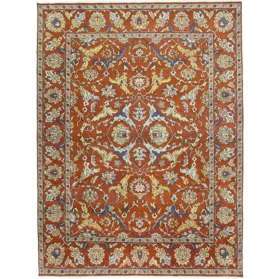 Rust Orange Floral Tribal 9X12 Chobi Serapi Oriental Rug