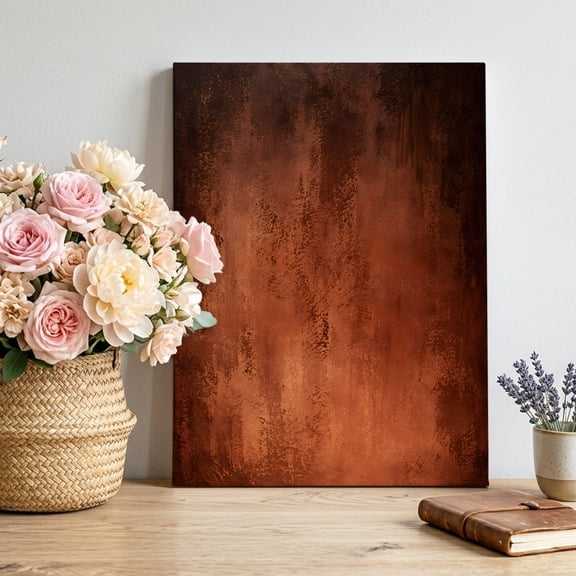 Rust Orange Ombre Canvas Wall Art, Vintage Brown Black Rustic Boho Shabby Chic Pictures Wall Decor Wooden Framed Artwork Art Prints for Living Room Hallway Bedroom Office 8"x12"