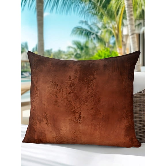 Rust Orange Ombre Outdoor Pillows 18"x18" Set of 1, Vintage Brown Black Rustic Boho Shabby Chic Waterproof Outdoor Throw Pillow with Insert for Patio Porch Furniture Bench Couch Sofa