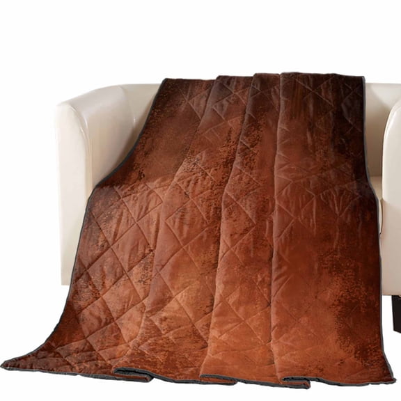 Rust Orange Ombre Quilted Comforters Cooling Blanket King Size, Vintage Brown Black Rustic Boho Shabby Chic Cold Comfort for Hot Sleepers Lightweight Air Conditioning Quilt Blanket for Bed