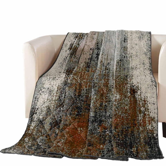 Rust Orange Quilted Comforters Cooling Blanket King Size, Burnt Umber Ombre Abstract Splatter Style Shabby Chic Cold Comfort for Hot Sleepers Lightweight Air Conditioning Quilt Blanket for Bed